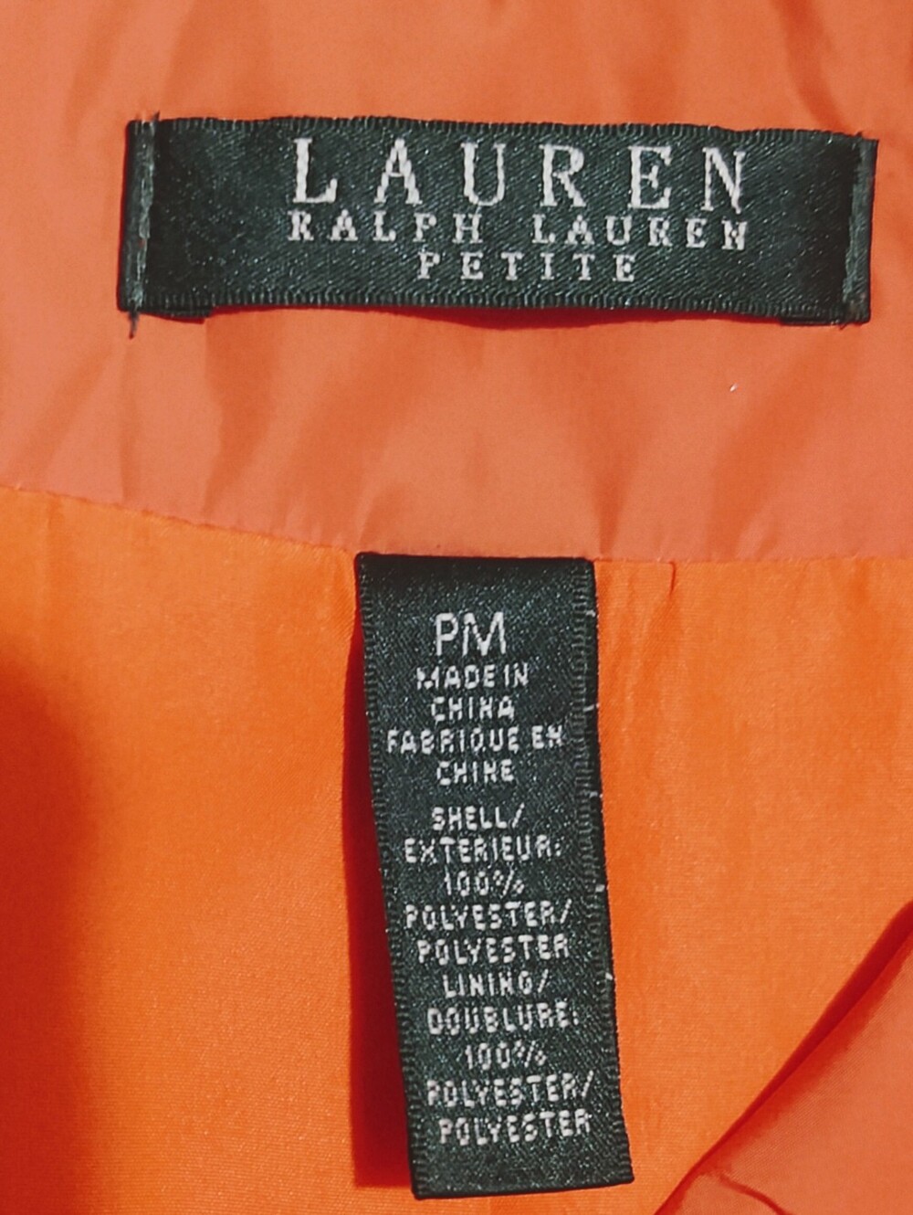 Lauren Ralph Lauren Orange Rain Jacket Sz PM - Picture 4 of 7